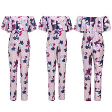 Clubwear Playsuit Bodycon Party JumpsuitRomper Trousers Plus Size3D Flores Print Off Shoulder Ruffles Women Jumpsuit ELY