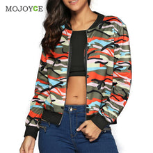 Collar Long Sleeve Bomber Jacket Zip Camouflage Printed Baseball Jackets Coat Army Jackets Biker Coat Outerwear ELY