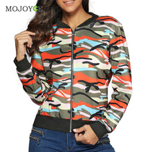 Collar Long Sleeve Bomber Jacket Zip Camouflage Printed Baseball Jackets Coat Army Jackets Biker Coat Outerwear ELY