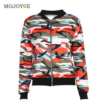 Collar Long Sleeve Bomber Jacket Zip Camouflage Printed Baseball Jackets Coat Army Jackets Biker Coat Outerwear ELY