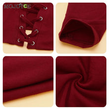 Cotton T shirt Women Blusa Long Sleeve Cross Strap Backless Cropped Sexy Tops T shirt Crop Top Burgundy Black Tees ELY