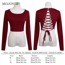Cotton T shirt Women Blusa Long Sleeve Cross Strap Backless Cropped Sexy Tops T shirt Crop Top Burgundy Black Tees ELY