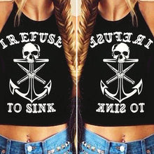 Crop Tops Women Letter Anchor Print Halterneck Tank Tops Sleeveless Halter Top Women Black Cropped Feminino Vest Blusa ELY
