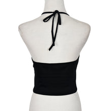 Crop Tops Women Letter Anchor Print Halterneck Tank Tops Sleeveless Halter Top Women Black Cropped Feminino Vest Blusa ELY