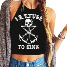 Crop Tops Women Letter Anchor Print Halterneck Tank Tops Sleeveless Halter Top Women Black Cropped Feminino Vest Blusa ELY