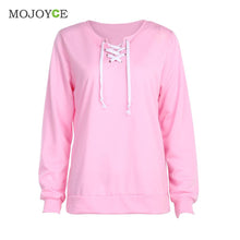 Cross Lace Up Sweatshirt Women Pink Hoodies Women Cross Strap Hoody Sweatershirt Jumper Pullover 1STL ELY