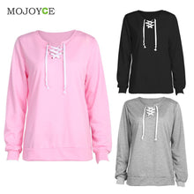 Cross Lace Up Sweatshirt Women Pink Hoodies Women Cross Strap Hoody Sweatershirt Jumper Pullover 1STL ELY