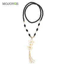 Crystal Flowers Women Lovely Style Long Chain Necklace Pendant Jewelry Flower Pendant Natural Stone Beads Necklace Gift ELY