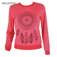 Dreamcatcher Printing Hoodie Women Long Sleeve Sweatshirt Women Casual Gray Red White Pullover MLXL ELY