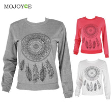 Dreamcatcher Printing Hoodie Women Long Sleeve Sweatshirt Women Casual Gray Red White Pullover MLXL ELY