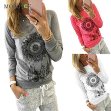 Dreamcatcher Printing Hoodie Women Long Sleeve Sweatshirt Women Casual Gray Red White Pullover MLXL ELY