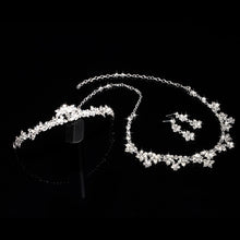 Elegant Luxurious Crown Tiara Rhinestone Necklace Earring Crown Set Party Wedding Jewelry Set Brides ELY