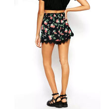 Elegant Shorts Women Black Floral Print Lace Patchwork Elastic Waist Short Feminino Pantalon Femme Skirt Shorts 1STL ELY