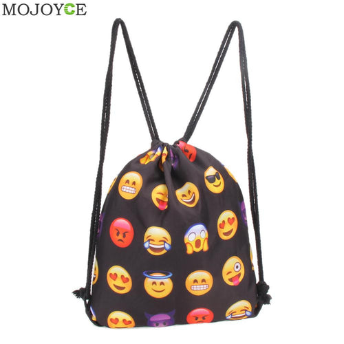 Emoji Backpack 3D Printing Travel Softback Mochila Drawstring Backpacks Cartoon Printing Mens Backpacks String ELY