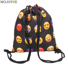 Emoji Backpack 3D Printing Travel Softback Mochila Drawstring Backpacks Cartoon Printing Mens Backpacks String ELY