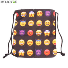 Emoji Backpack 3D Printing Travel Softback Mochila Drawstring Backpacks Cartoon Printing Mens Backpacks String ELY