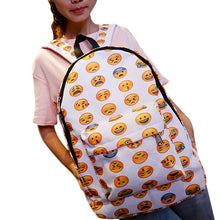 Emoji Printing Backpack Women Yellow Canvas Backpack School Bags for Teenagers Rucksack Travel Bag Mochila Feminina ELY