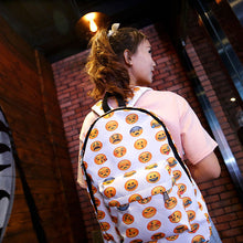 Emoji Printing Backpack Women Yellow Canvas Backpack School Bags for Teenagers Rucksack Travel Bag Mochila Feminina ELY