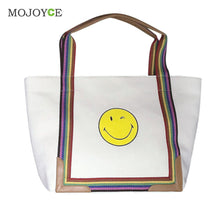 Emoji Women Handbag Smiling Face Printing Cartoon Shopping Tote Canvas Bag Shoulder Women Bags Clutch Bolsa Feminina ELY