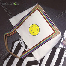 Emoji Women Handbag Smiling Face Printing Cartoon Shopping Tote Canvas Bag Shoulder Women Bags Clutch Bolsa Feminina ELY