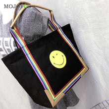Emoji Women Handbag Smiling Face Printing Cartoon Shopping Tote Canvas Bag Shoulder Women Bags Clutch Bolsa Feminina ELY