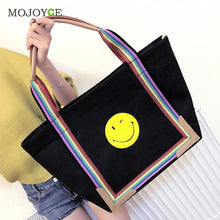 Emoji Women Handbag Smiling Face Printing Cartoon Shopping Tote Canvas Bag Shoulder Women Bags Clutch Bolsa Feminina ELY