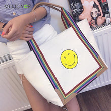 Emoji Women Handbag Smiling Face Printing Cartoon Shopping Tote Canvas Bag Shoulder Women Bags Clutch Bolsa Feminina ELY