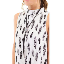 Feather Printed High Collar Women Dress O-Neck Sleeveless Short A-shape Dress Chiffon Party Dresses Vestidos 1STL ELY