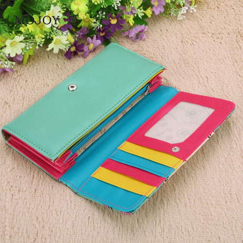 Flora Printing Wallet Women Luxury Brand Folder Women Clutch Wallets Card Holder Money Purse Candy Color Card Holder ELY