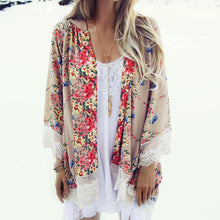 Floral Chiffon Kimono Women Cardigan Elegant Lace Women Flower Print Chiffon Blouse Shirt Women Loose Kimono jacket ELY
