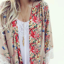Floral Chiffon Kimono Women Cardigan Elegant Lace Women Flower Print Chiffon Blouse Shirt Women Loose Kimono jacket ELY