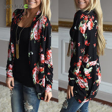 Floral Print Jacket Women Long Sleeve Knitted Cardigan Loose Sweater Outwear Women Jacket Flower Coat Jaqueta Feminina ELY
