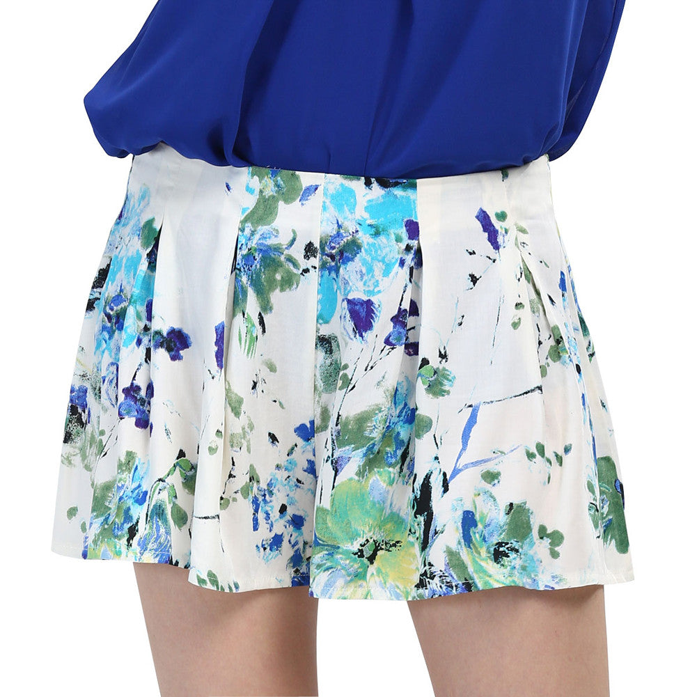 Floral Print Shorts Women Casual Slim Cool Zipper Short Femme Pantalones Cortos Mujer High Waist Shorts ELY