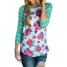 Floral Printing Women Long Sleeve Tee Shirt Casual O-Neck Crop Tops T-Shirt Women Tops Women Clothes Plus Size ELY