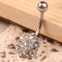 Flower Woman Belly Button Ring Pendant Crystal Beads White 1STL ELY