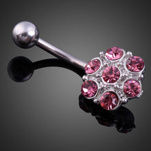Flower Woman Belly Button Ring Pendant Crystal Beads White 1STL ELY