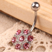Flower Woman Belly Button Ring Pendant Crystal Beads White 1STL ELY