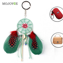 Green Dream With Feather Key Chain Gift Wall Hanging Decoration Crystal Beads Ancient Bronze Key Rings Jewelry ELY
