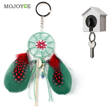 Green Dream With Feather Key Chain Gift Wall Hanging Decoration Crystal Beads Ancient Bronze Key Rings Jewelry ELY