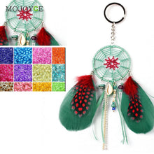 Green Dream With Feather Key Chain Gift Wall Hanging Decoration Crystal Beads Ancient Bronze Key Rings Jewelry ELY