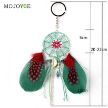 Green Dream With Feather Key Chain Gift Wall Hanging Decoration Crystal Beads Ancient Bronze Key Rings Jewelry ELY