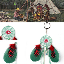 Green Dream With Feather Key Chain Gift Wall Hanging Decoration Crystal Beads Ancient Bronze Key Rings Jewelry ELY