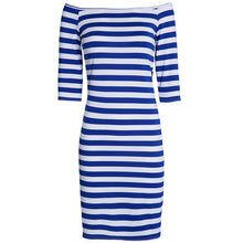 Half Sleeve Knee Length Stripes Dress Off Shoulder Bodycon Pencil Dress Bodycon Slim Women Dress Vestidos ELY