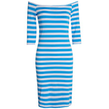 Half Sleeve Knee Length Stripes Dress Off Shoulder Bodycon Pencil Dress Bodycon Slim Women Dress Vestidos ELY