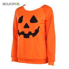 Halloween Pumpkin Print Hoodie Women Pullover Cotton Sweatshirt Women Tops Shirt Orange Long Sleeves Sweatshirt ELY