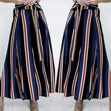 High Waist Striped Wide Leg Pants Loose Pantalon Femme Elegant Split Drawstring Bow Long Women Pants Pantalones Trousers ELY