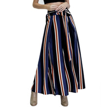 High Waist Striped Wide Leg Pants Loose Pantalon Femme Elegant Split Drawstring Bow Long Women Pants Pantalones Trousers ELY