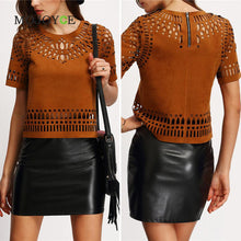 Hollow Out T Shirt Women Zipper Sexy Tops Casual Tee Shirt Femme Short Crew Neck Cropped Blusas Femininas Women Tops ELY