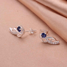 Jewelry Women's silver plated Moon hook Sapphire stud earings Bijoux Earrings For Wedding 5 ELY