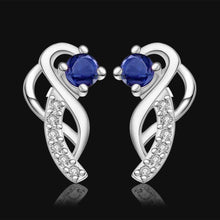 Jewelry Women's silver plated Moon hook Sapphire stud earings Bijoux Earrings For Wedding 5 ELY